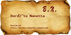 Beráts Nanetta névjegykártya